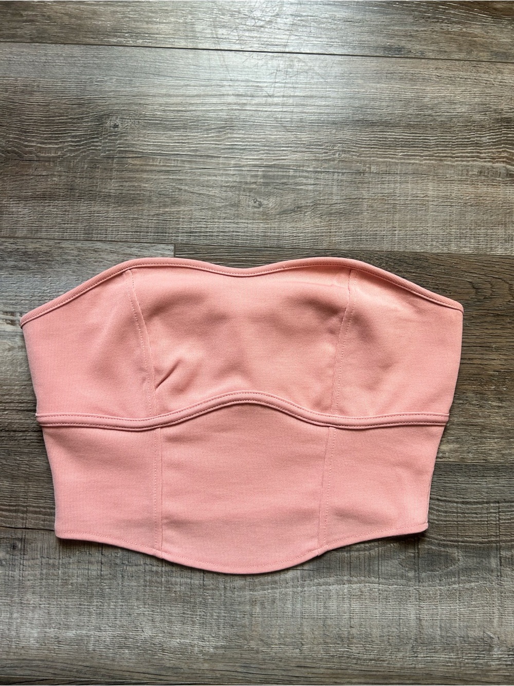 H&M Strapless Sweetheart Crop Top in Blush Pink